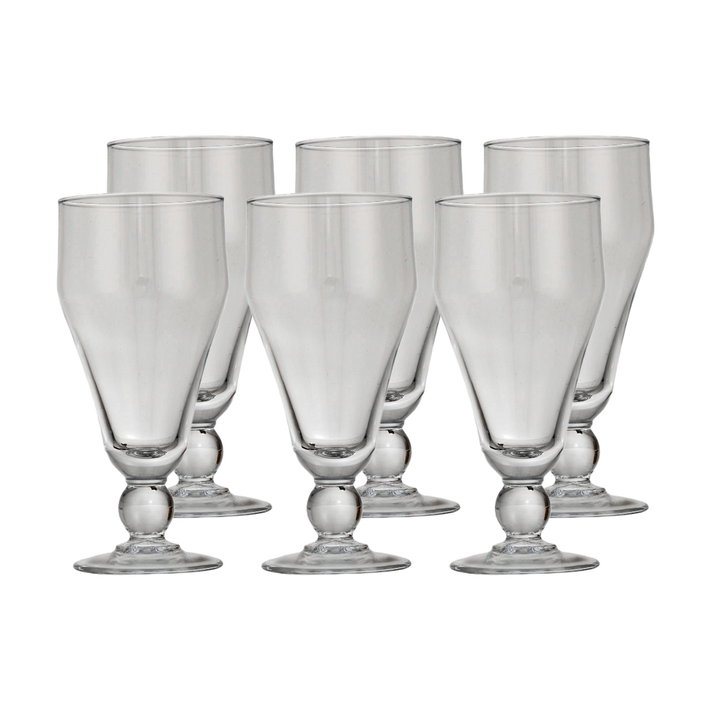  طقم كاسات عصير زجاج كريستالية بقاعدة طويلة سعة 430 مل  - 6 قطع 