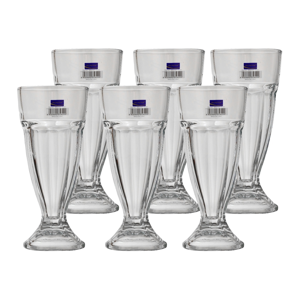 ديلسوجا طقم كاسات عصير زجاجية بقاعدة دائرية متينة سعة 300 مل - 6 قطع 