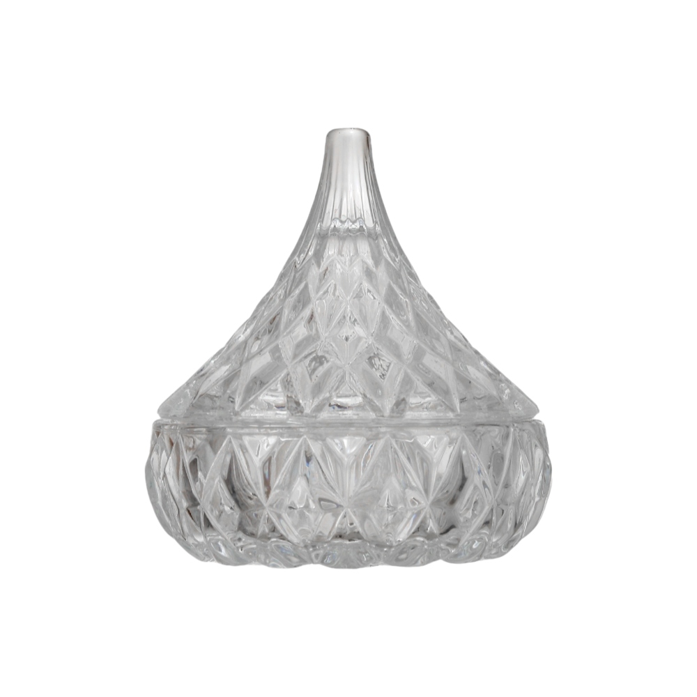 سكرية زجاج كريستالية بغطاء شكل هرم 