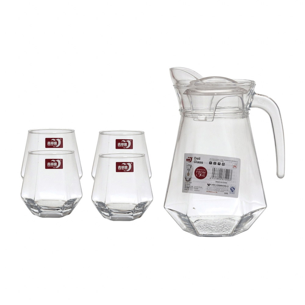 ديلي غلاسوير طقم جاك  وأكواب زجاجية شفافة سعة 1.5 لتر موديل EH1028/L5 - عدد 5 قطع