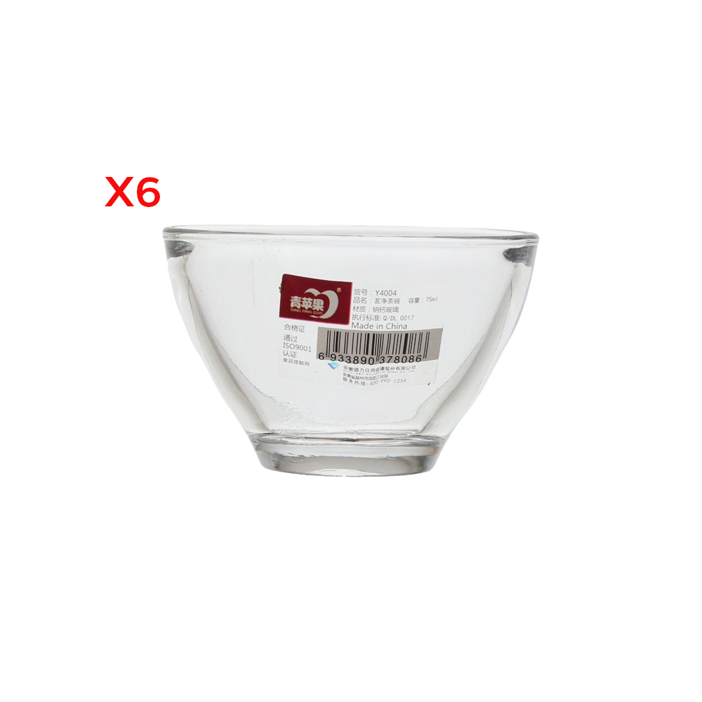 ديلي غلاسوير طقم مطايب زجاجية شفافة سعة 75 مل موديل Y4004A - عدد 6 قطع