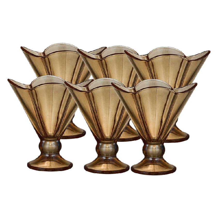 ديلي غلاسوير طقم مطايب حلويات زجاجية كهرمانية موديل DSKB055HA - عدد 6 قطع