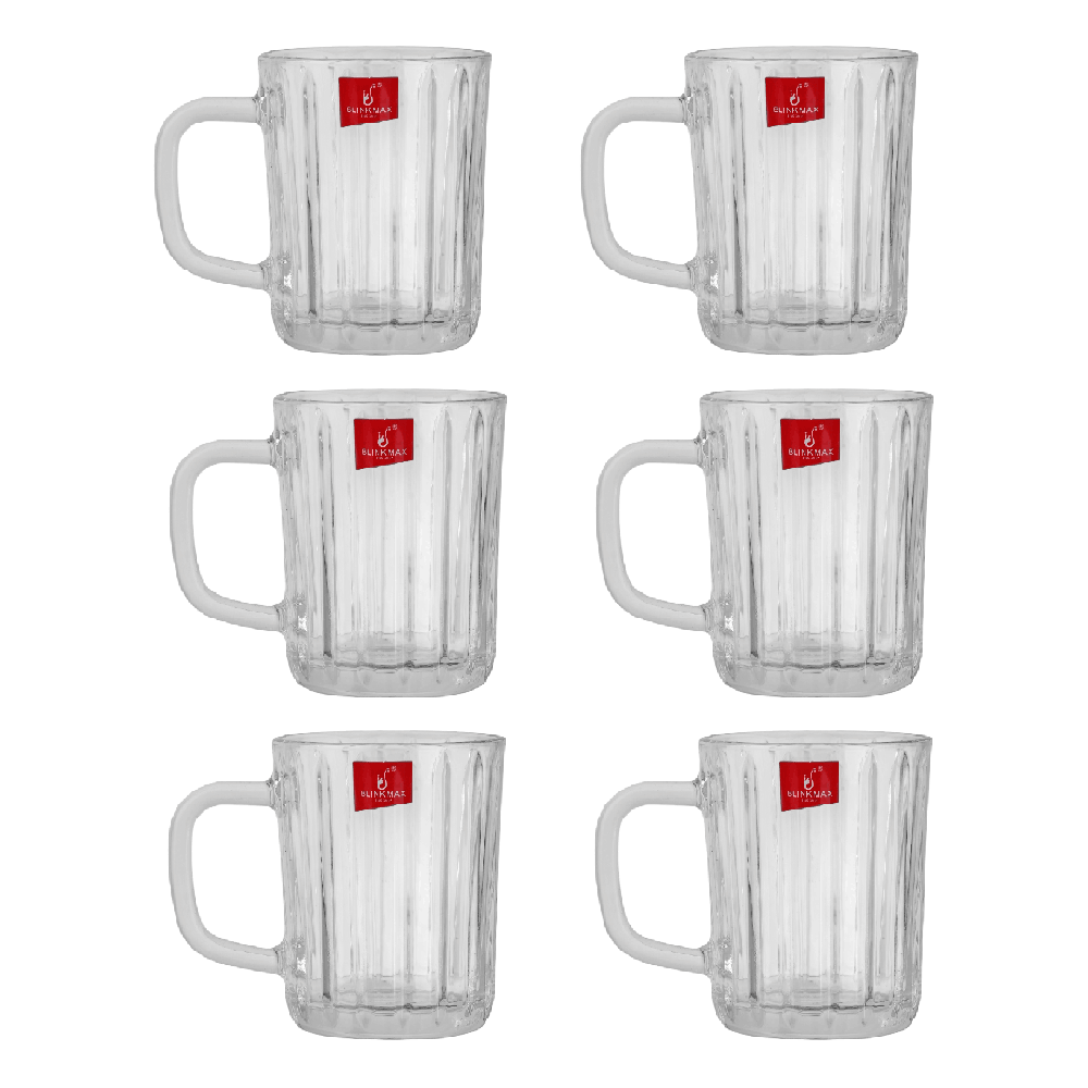 بلينك ماكس طقم أكواب قهوة زجاجية شفافة بسعة 205 مل موديل KTZB136 - عدد 6 قطع