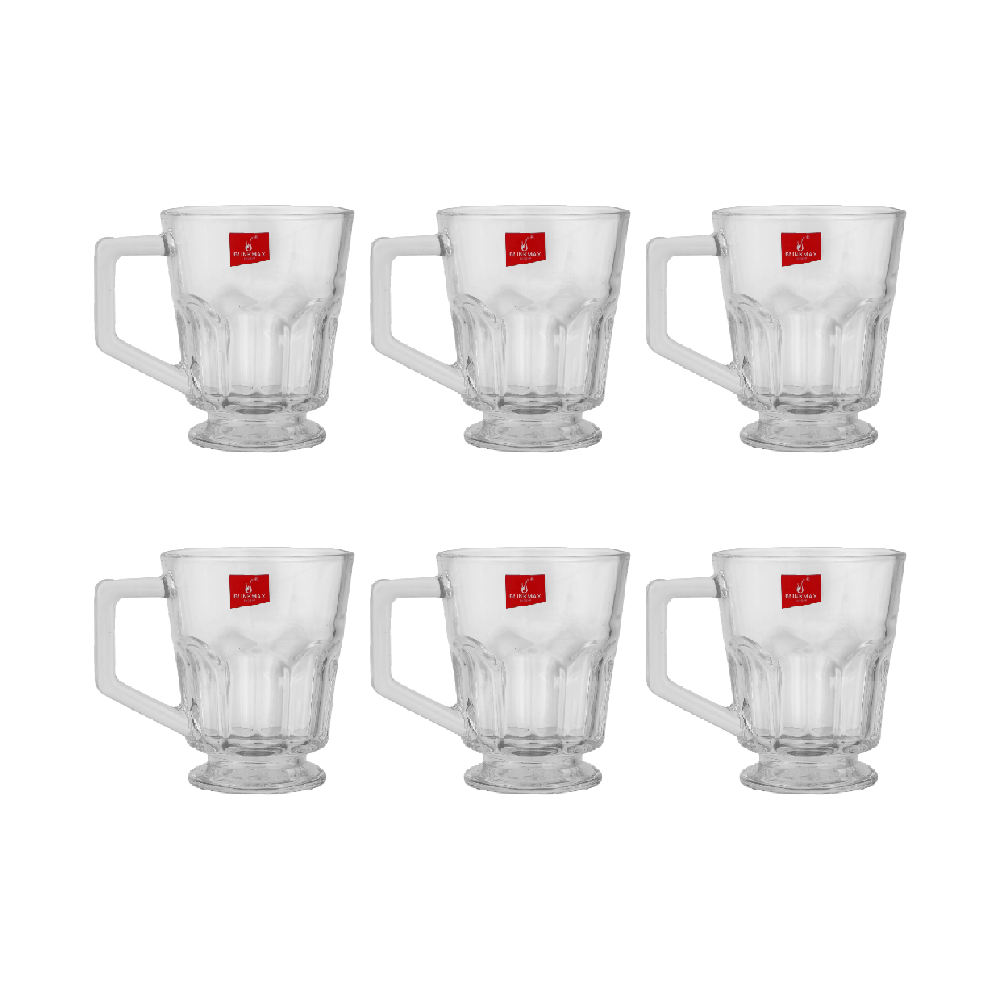 بلينك ماكس طقم أكواب قهوة زجاجية شفافة بسعة 280 مل موديل KTZB117 - عدد 6 قطع
