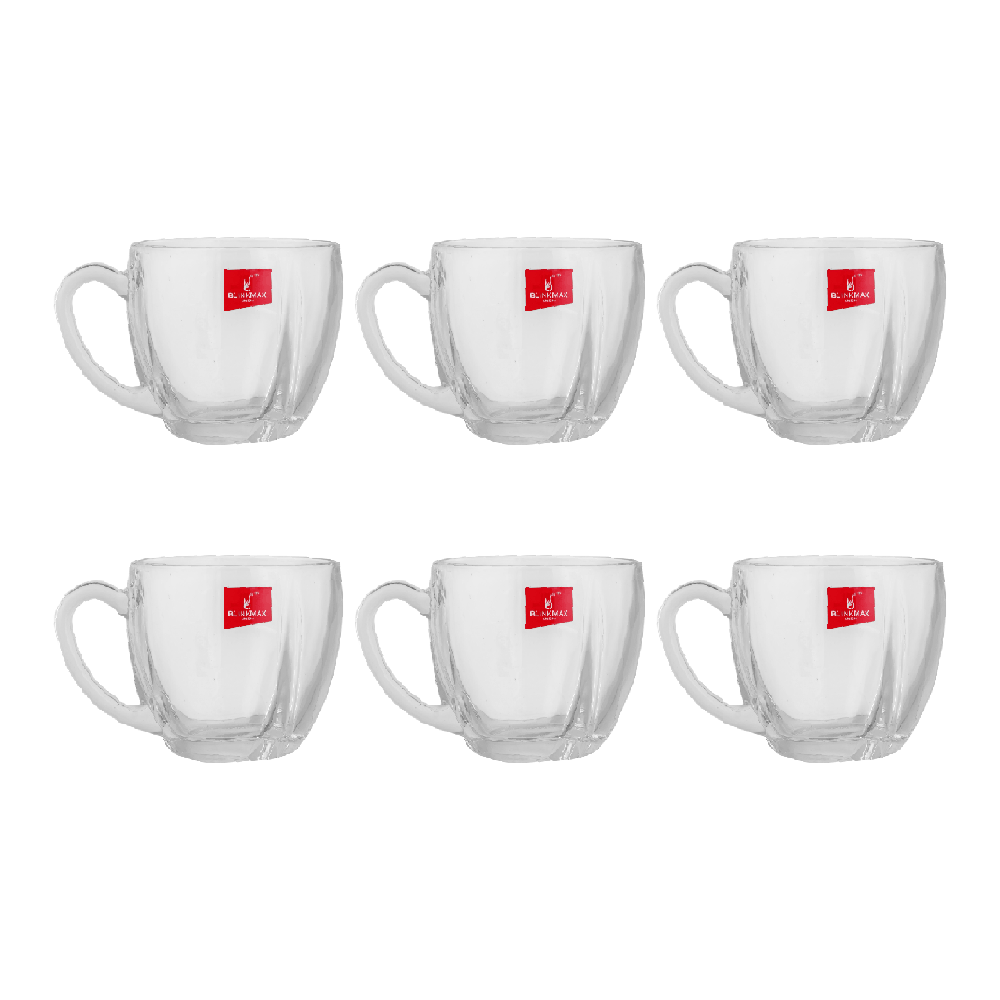 بلينك ماكس طقم أكواب قهوة زجاجية شفافة بسعة 185 مل موديل KTZB126 - عدد 6 قطع