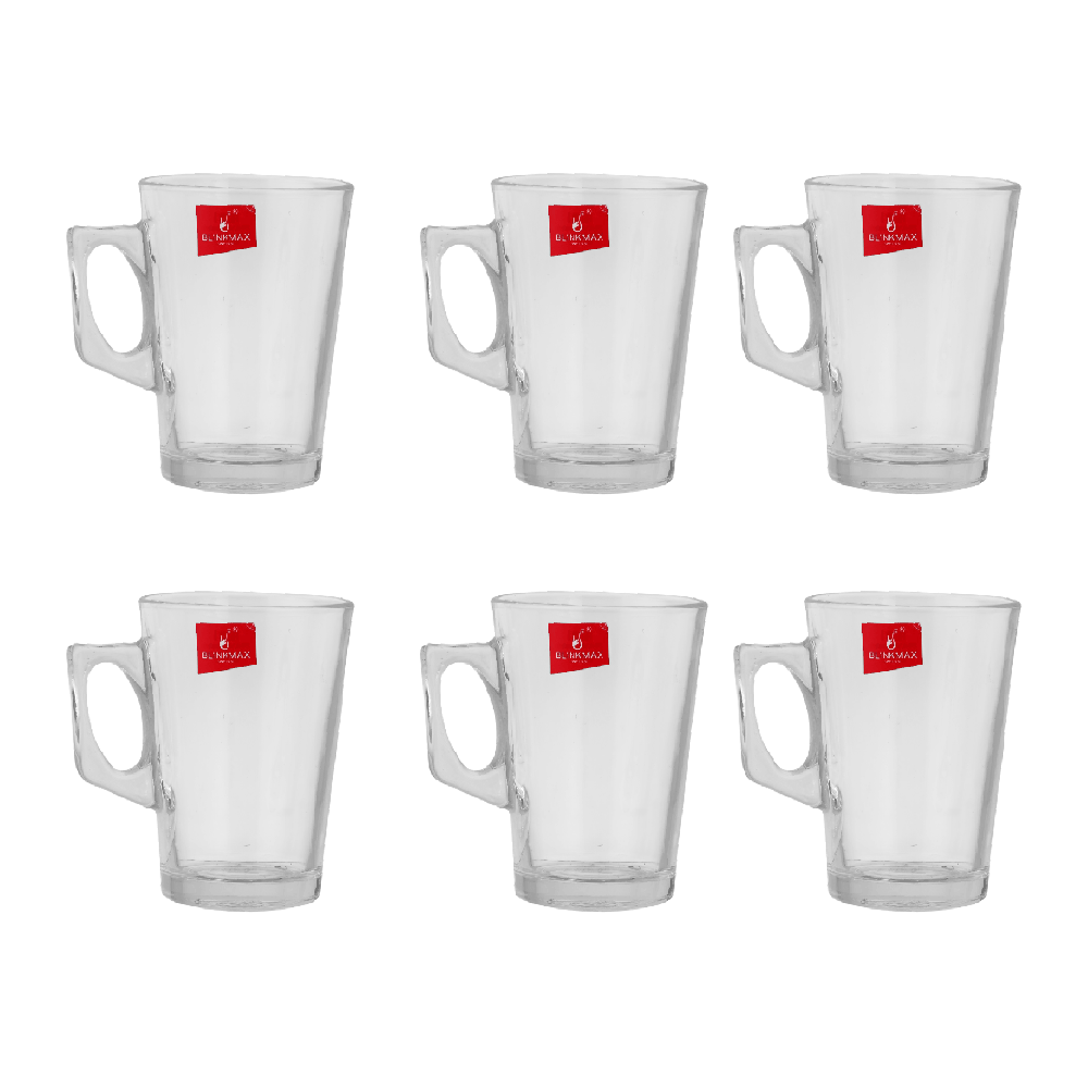 بلينك ماكس طقم أكواب قهوة زجاجية شفافة بسعة 130 مل موديل KTZB39 - عدد 6 قطع