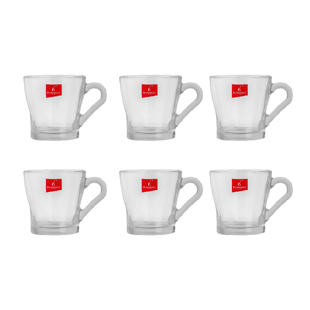 بلينك ماكس طقم أكواب قهوة زجاجية شفافة بسعة 135 مل موديل KTZB36S - عدد 6 قطع
