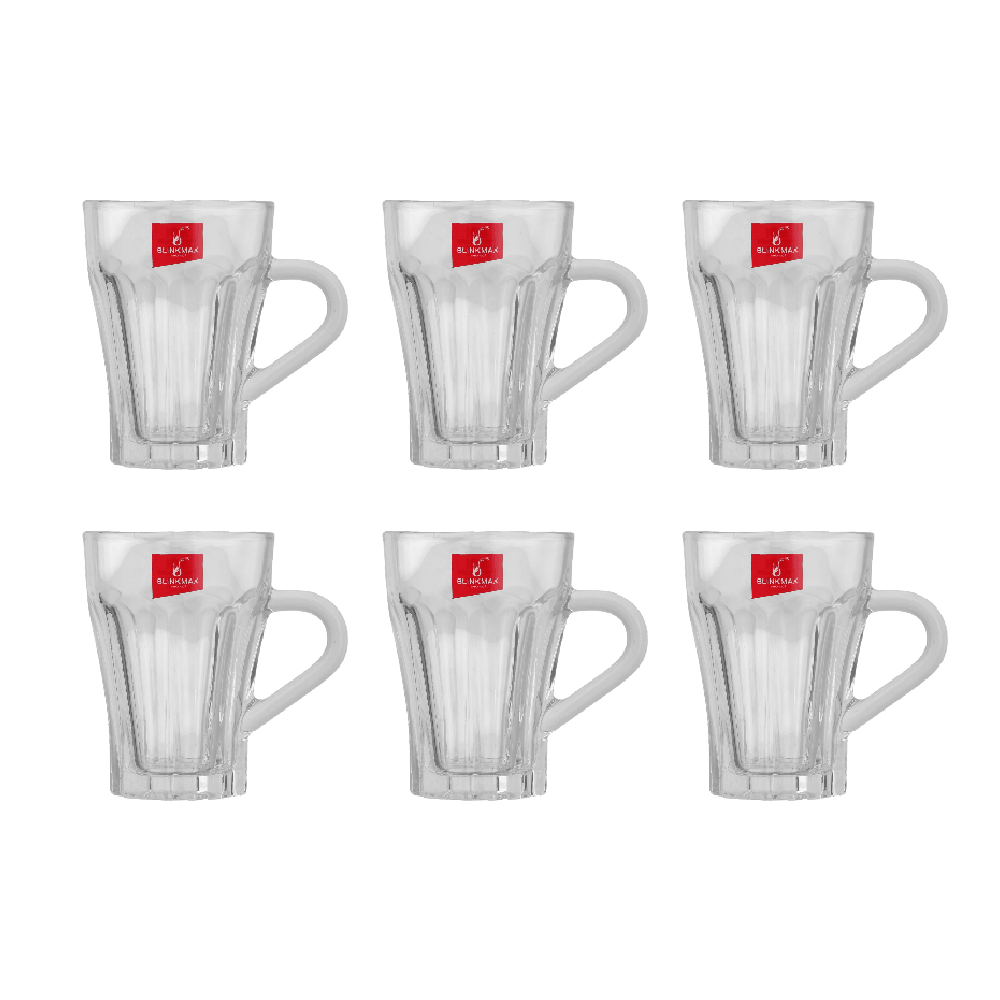 بلينك ماكس طقم أكواب قهوة زجاجية شفافة بسعة 150 مل موديل KTZB49S - عدد 6 قطع
