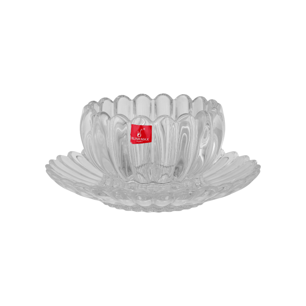 بلينك ماكس طقم صحن و وعاء زجاجي بتصميم بتلات الزهور بقطر 20 سم موديل KTW269 - عدد 2 قطعة
