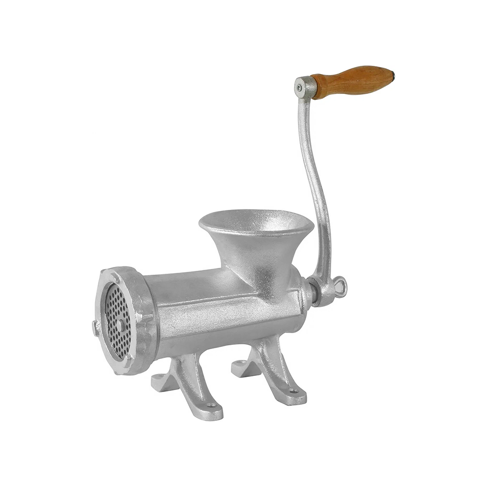 فرامة لحم وخضار يدوية بمقبض تدوير مقاس 32 سم - فضي