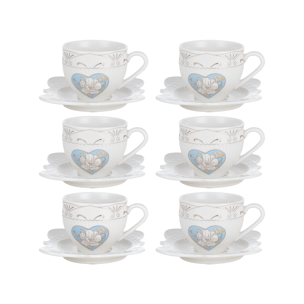 طقم فناجين شاي مع السياسر  - 12 قطعة