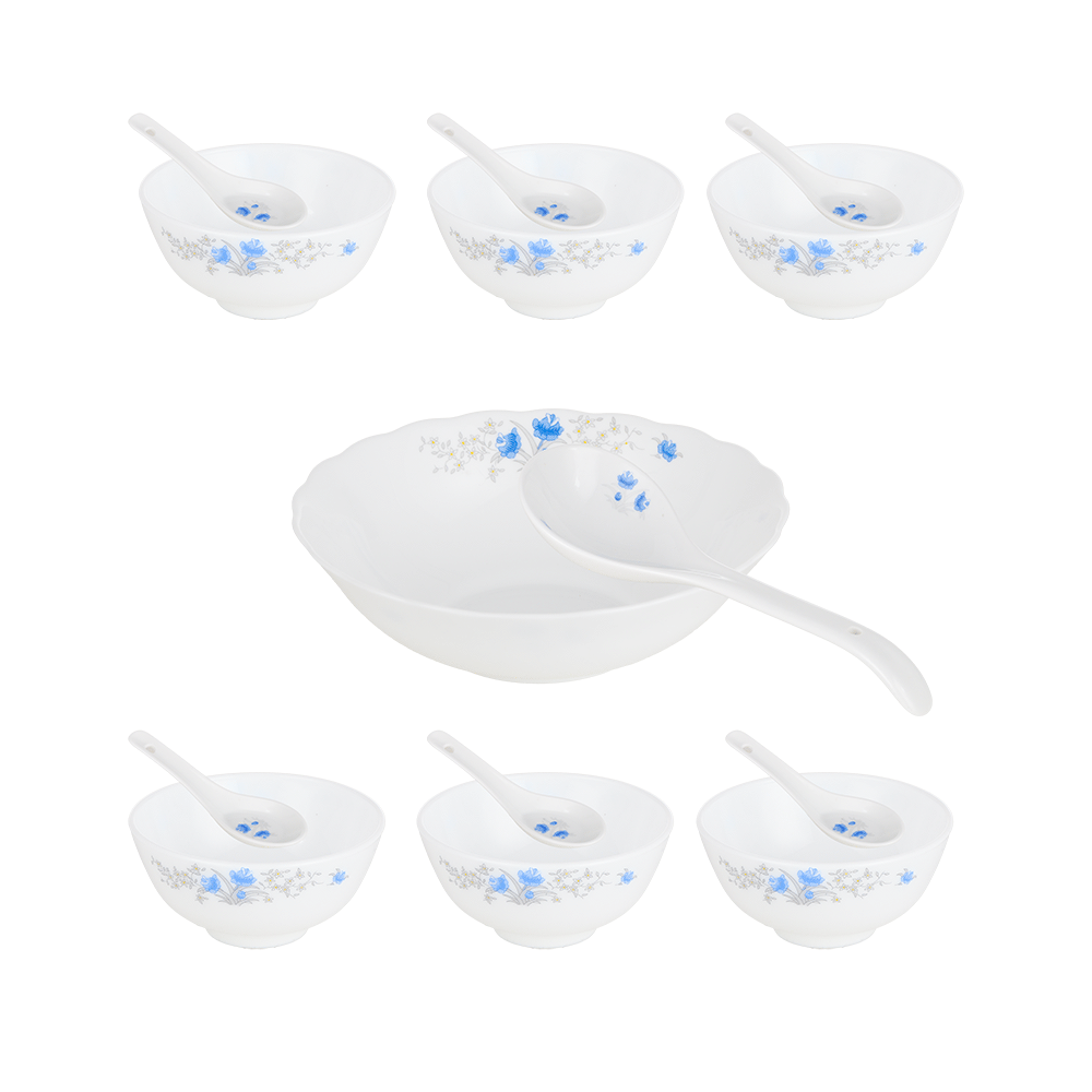 طقم مطايب شوربة منقوشة مع الملاعق - 7 قطع