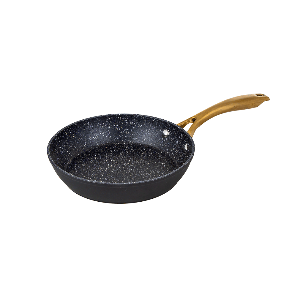 داني هوم طاوة طبخ جرانيت بمقبض استيل ذهبي مقاس 26 سم - أسود	