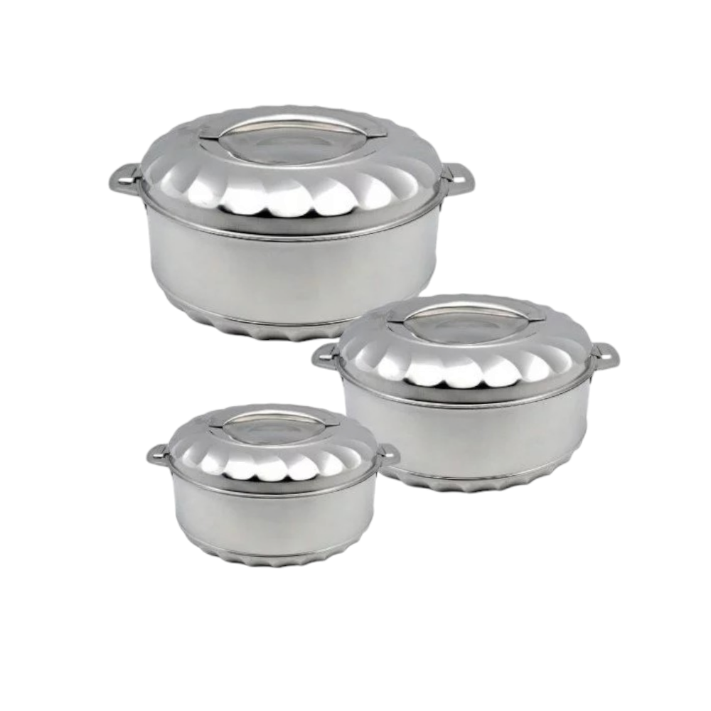 المائدة طقم حافظات طعام ستانس استيل فضي - 3 قطع 