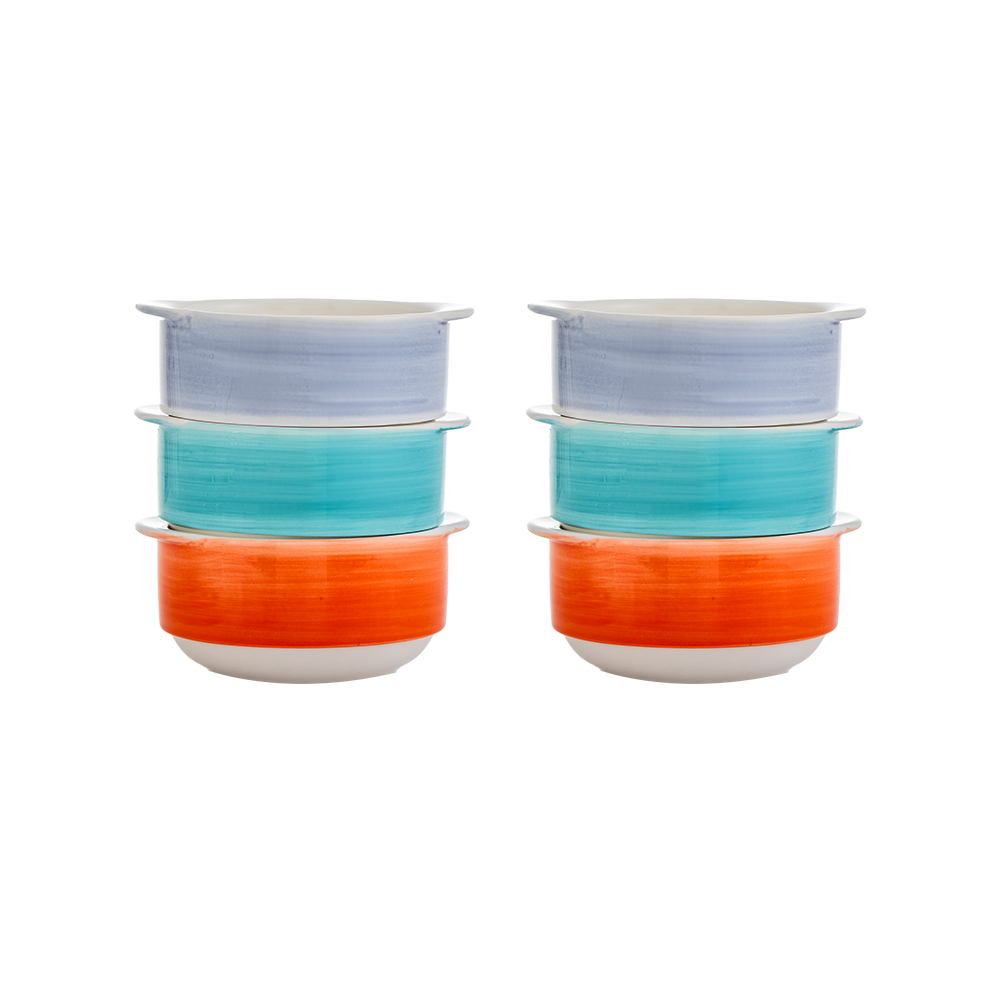 داني هوم طقم مطايب شوربة سيراميك ملونة - 6 قطع 
