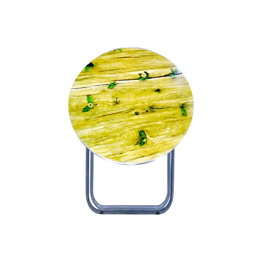 طاولة طعام دائرية قابلة للطي بسطح خشبي - 90x90 سم 