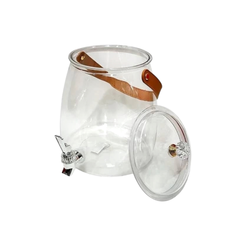 ترمس مشروبات اكريليك شفاف مع حنفي بلاستيكي ومقبض جلد - 5.5 لتر