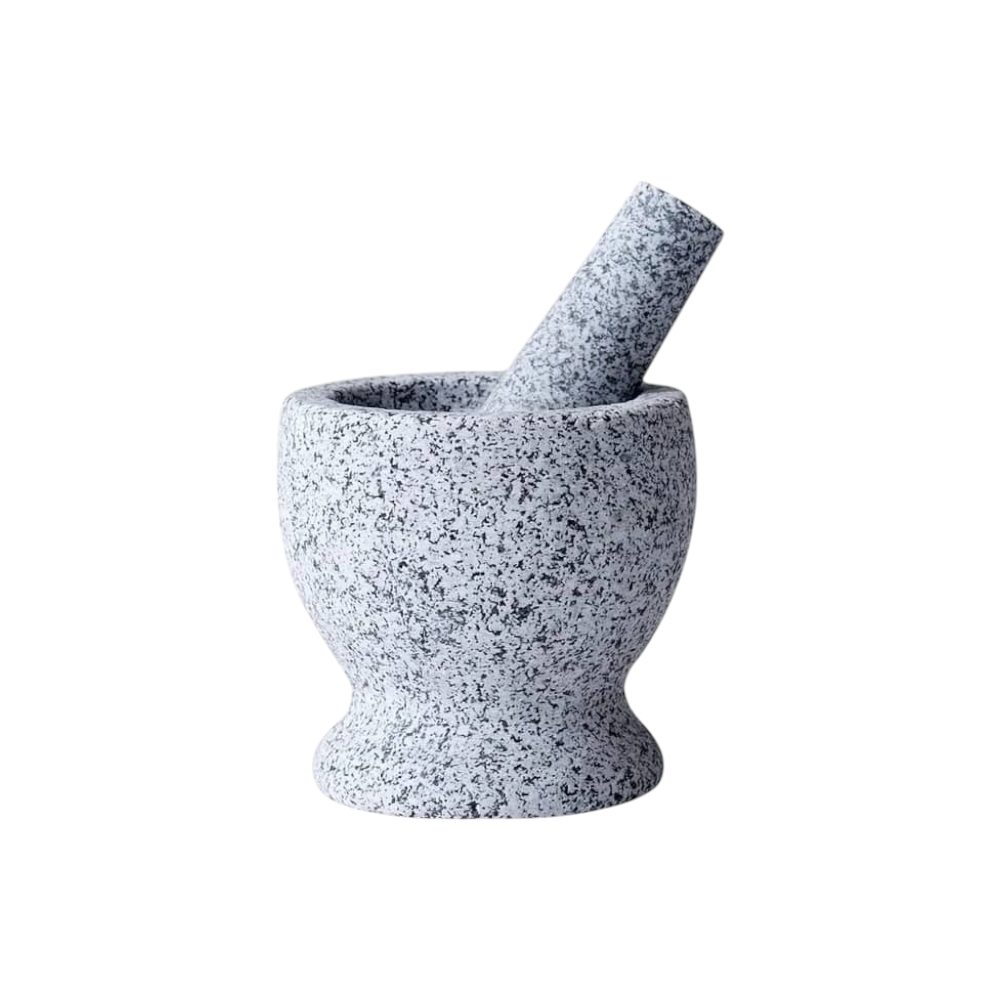 طقم هاون حجري مع المدق - رمادي
