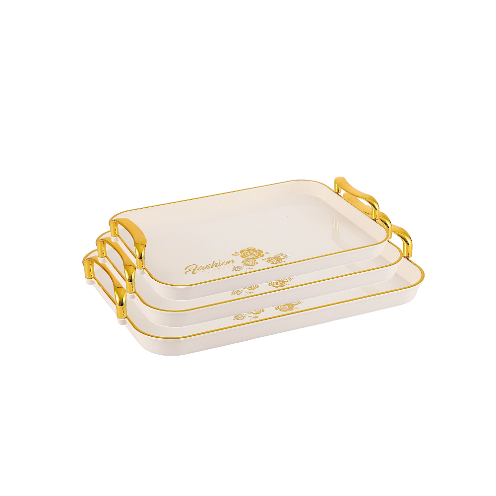 طقم صحون تقديم فاشون ذهبي - 3 قطع