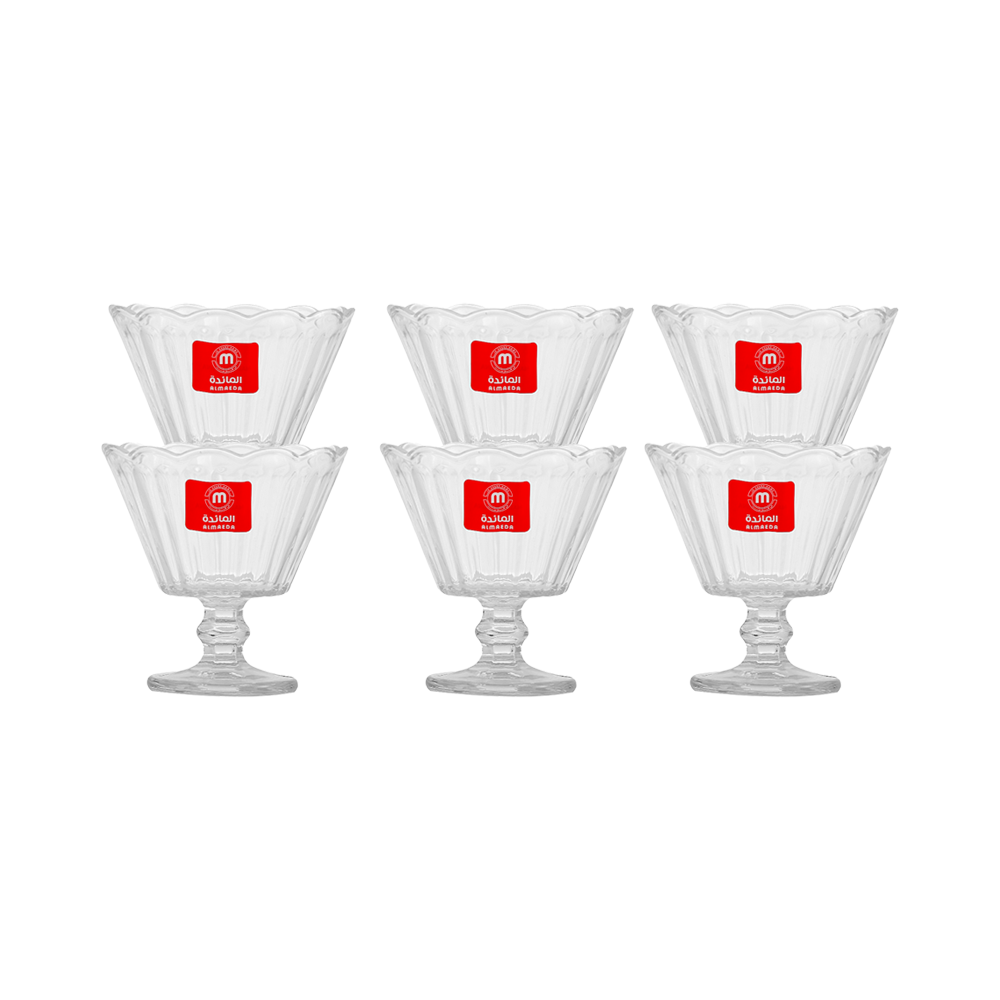 طقم مطايب آيس كريم زجاجية - 6 قطع