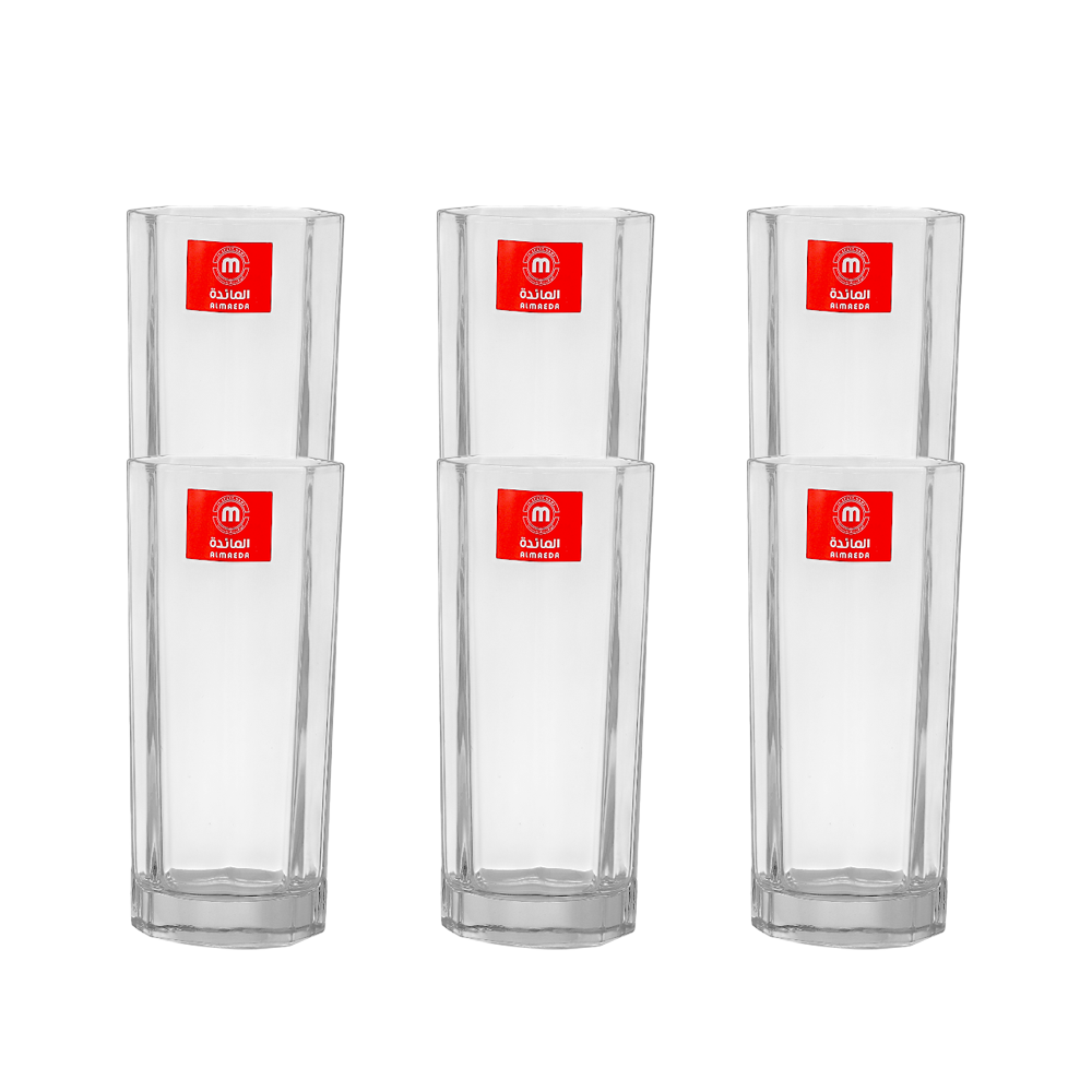 طقم أكواب عصير سداسية الشكل - 6 قطع