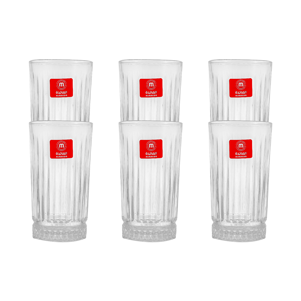 طقم أكواب عصير زجاجية  - 6 قطع
