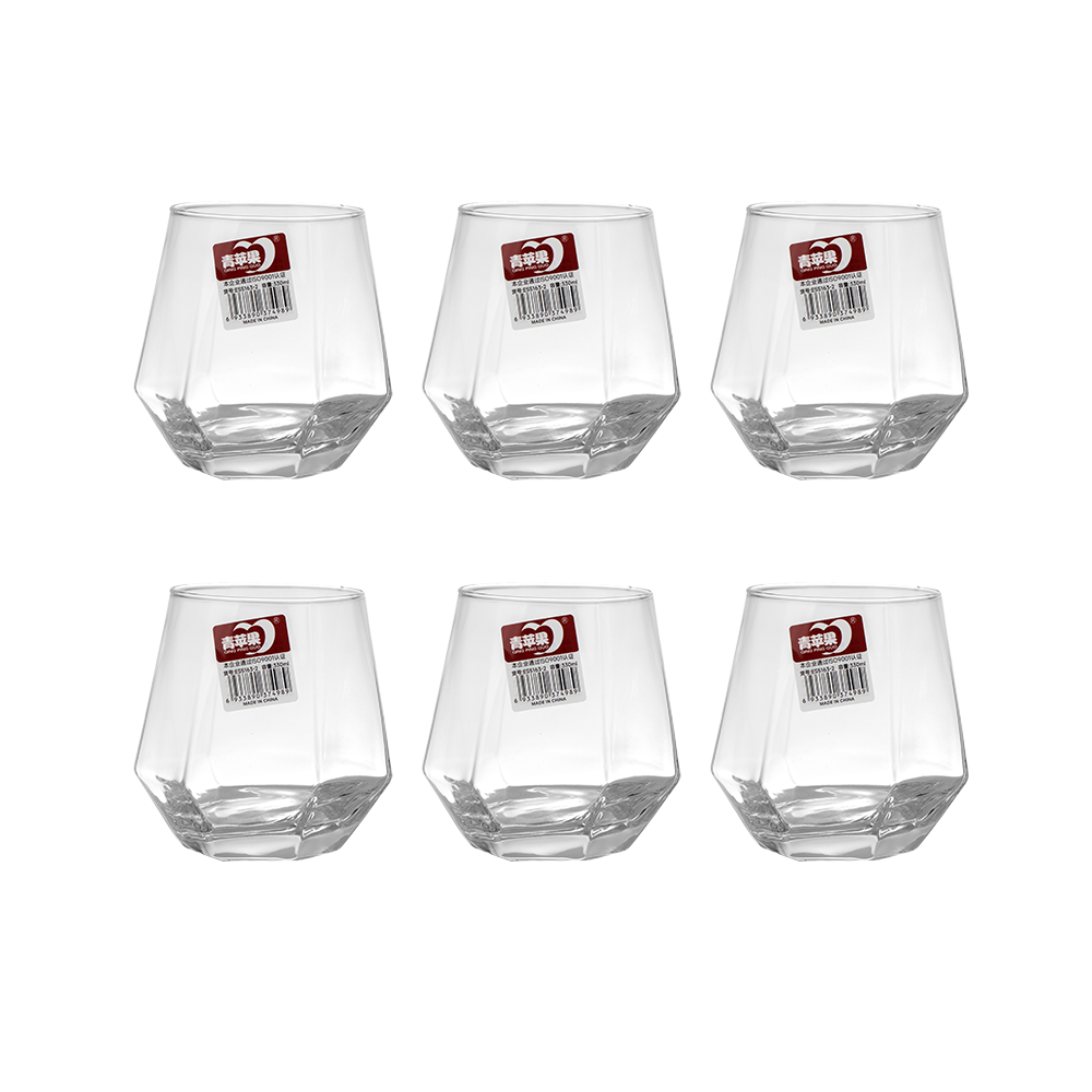 داني هوم طقم كاسات عصير زجاج كريستالية سعة 200 مل - 6 قطع 