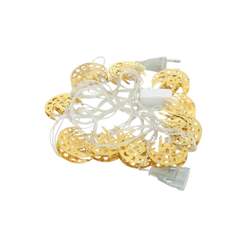 تعليقة إضاءة ليد رمضانية على شكل هلال بطول 2 متر - ذهبي