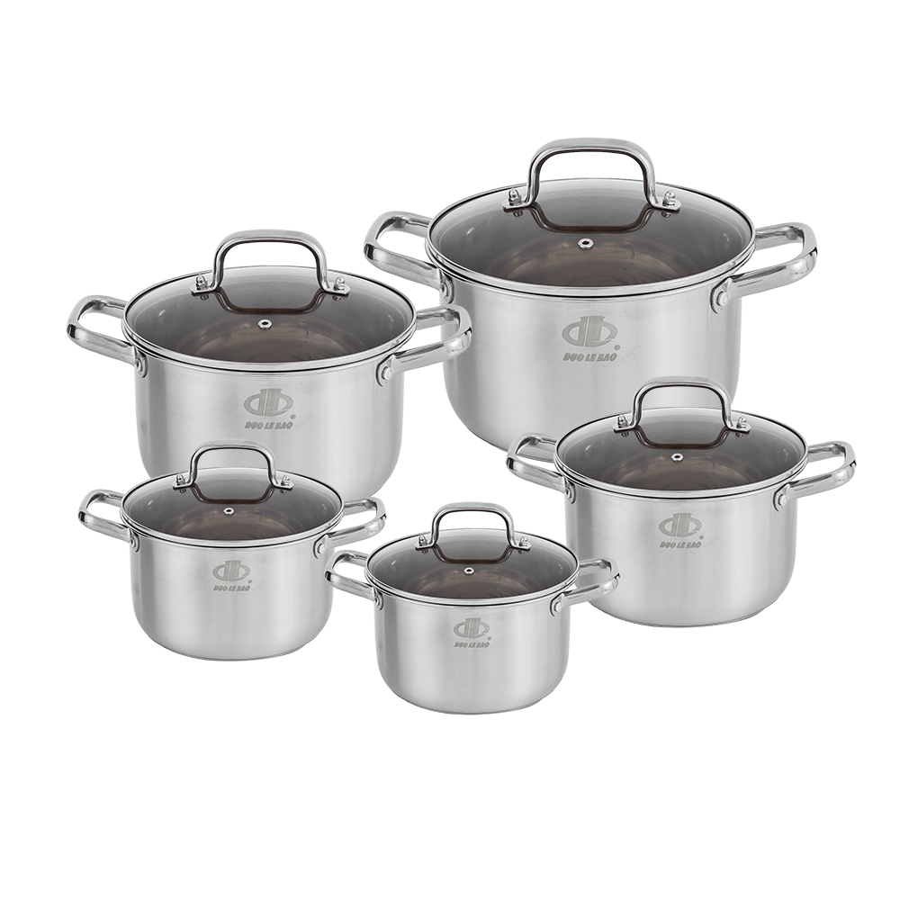 طقم أواني طهي من الستانلس ستيل - 5 قطع