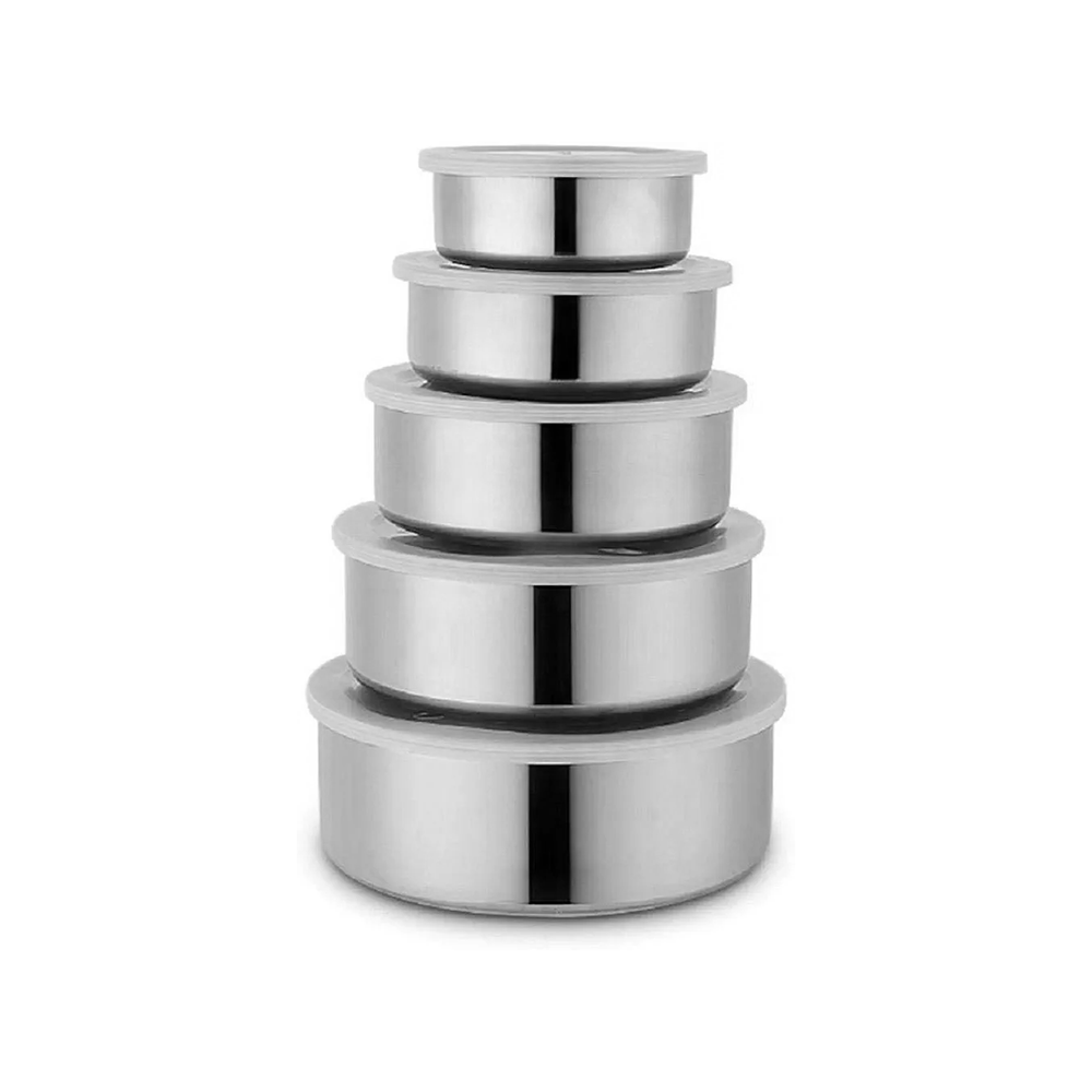 طقم حافظات تخزين من الستانلس ستيل - 5 قطع