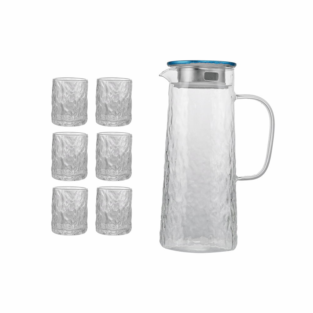 طقم جاك عصير زجاج سعة 1 لتر مع 4 كاسات   