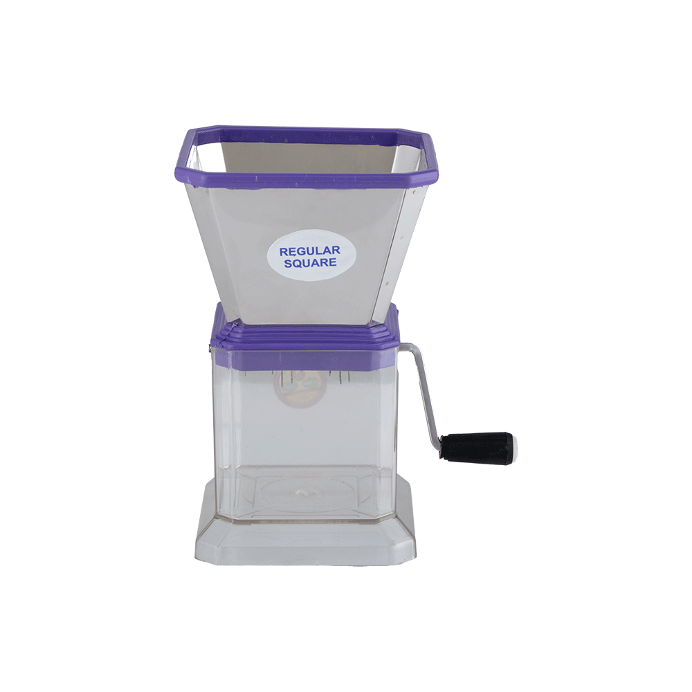 قطاعة و فرامة خضار يدوية ستانس ستيل بوعاء بلاستيكي - بنفسجي 