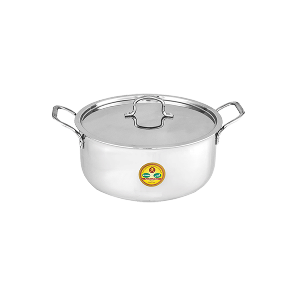 البدر قدر طهي ألومنيوم بغطاء و مقابض جانبية - 26 سم 