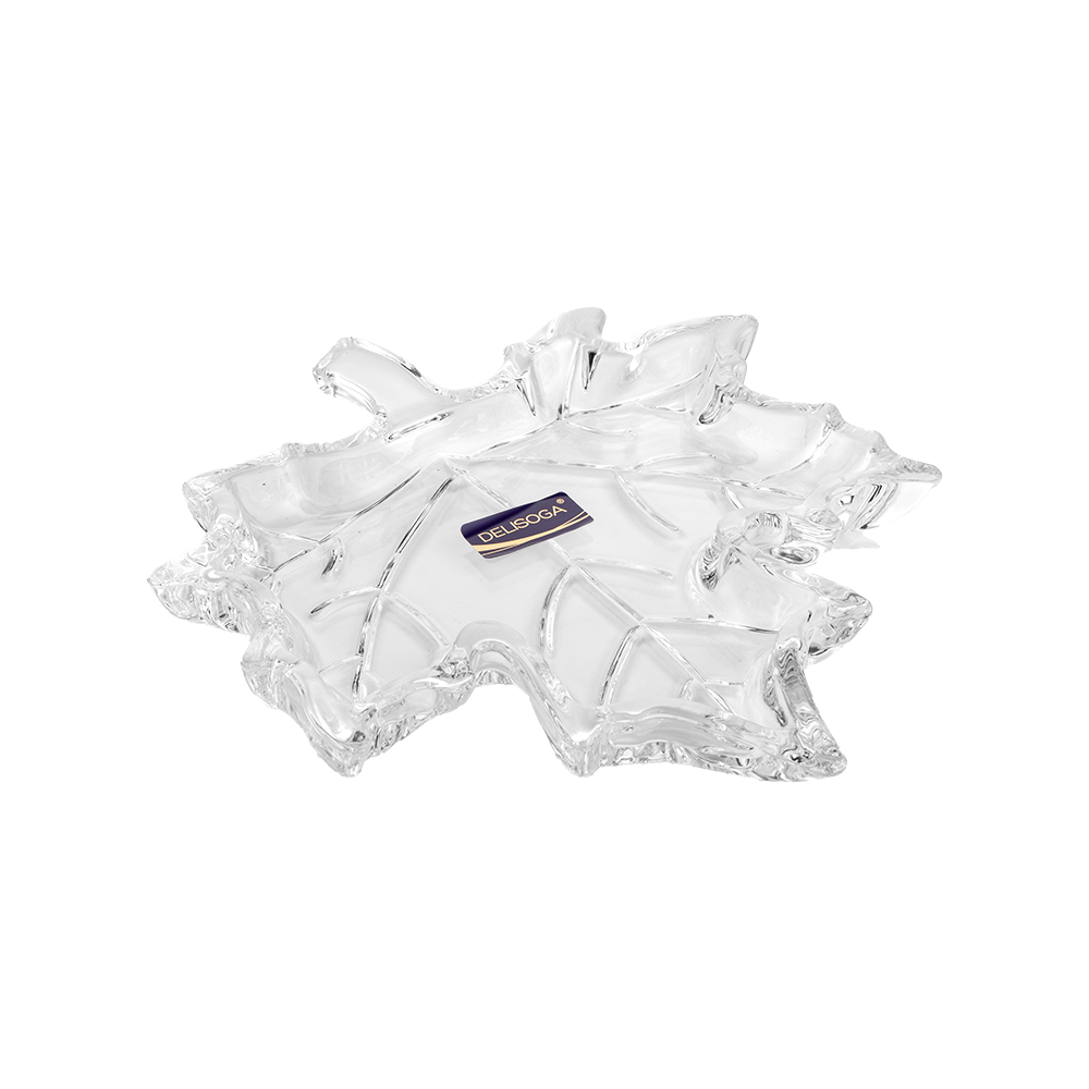 ديلسوجا صحن زجاجي شفاف شكل ورقة شجرة - 22 سم 