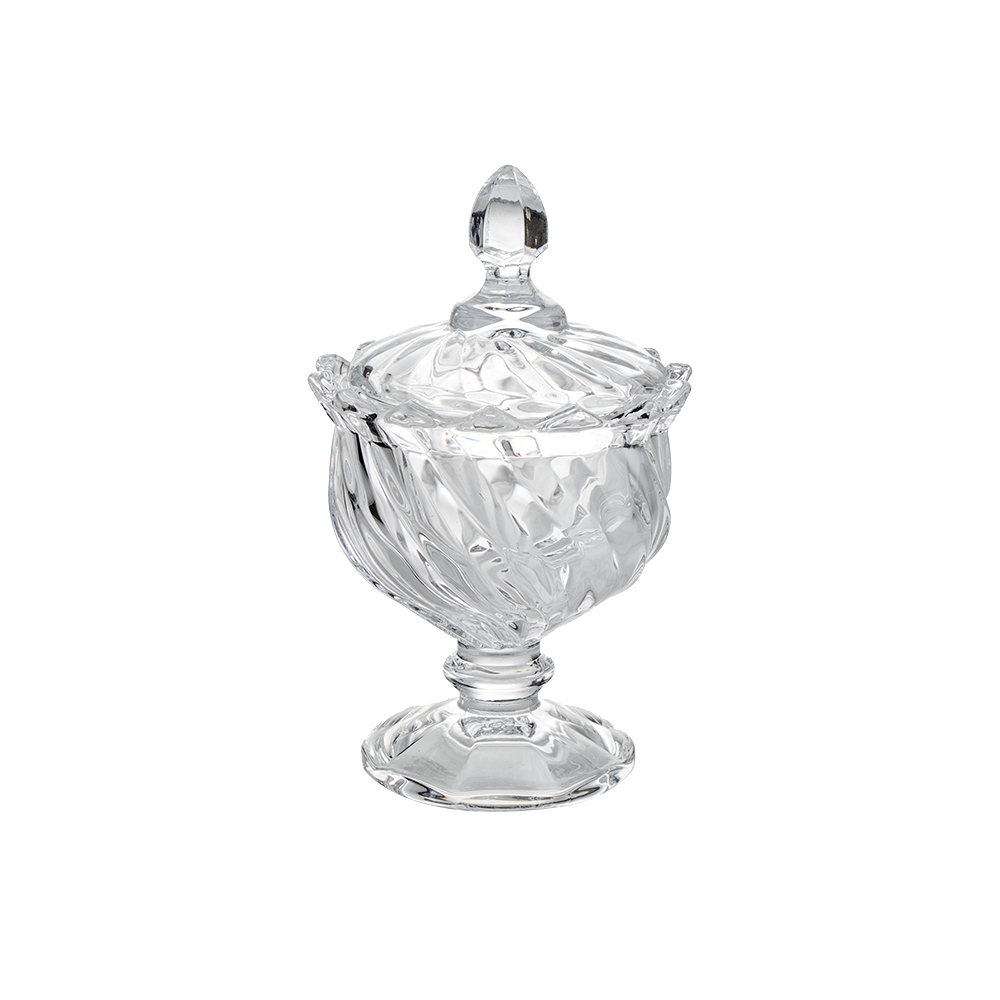 سكرية زجاجية صغيرة  بقاعدة مرتفعة - 10 سم 