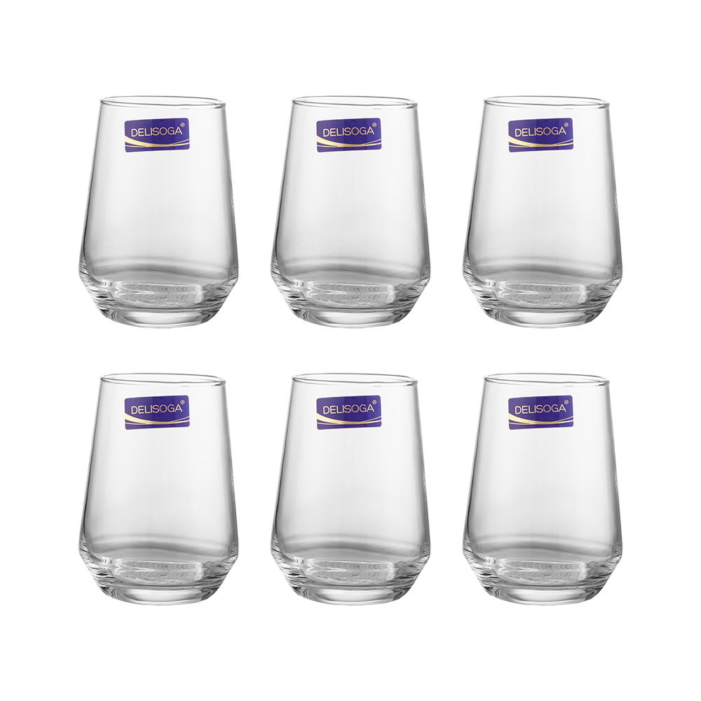 ديلسوجا طقم كاسات عصير زجاجية شفافة سعة 390 مل 