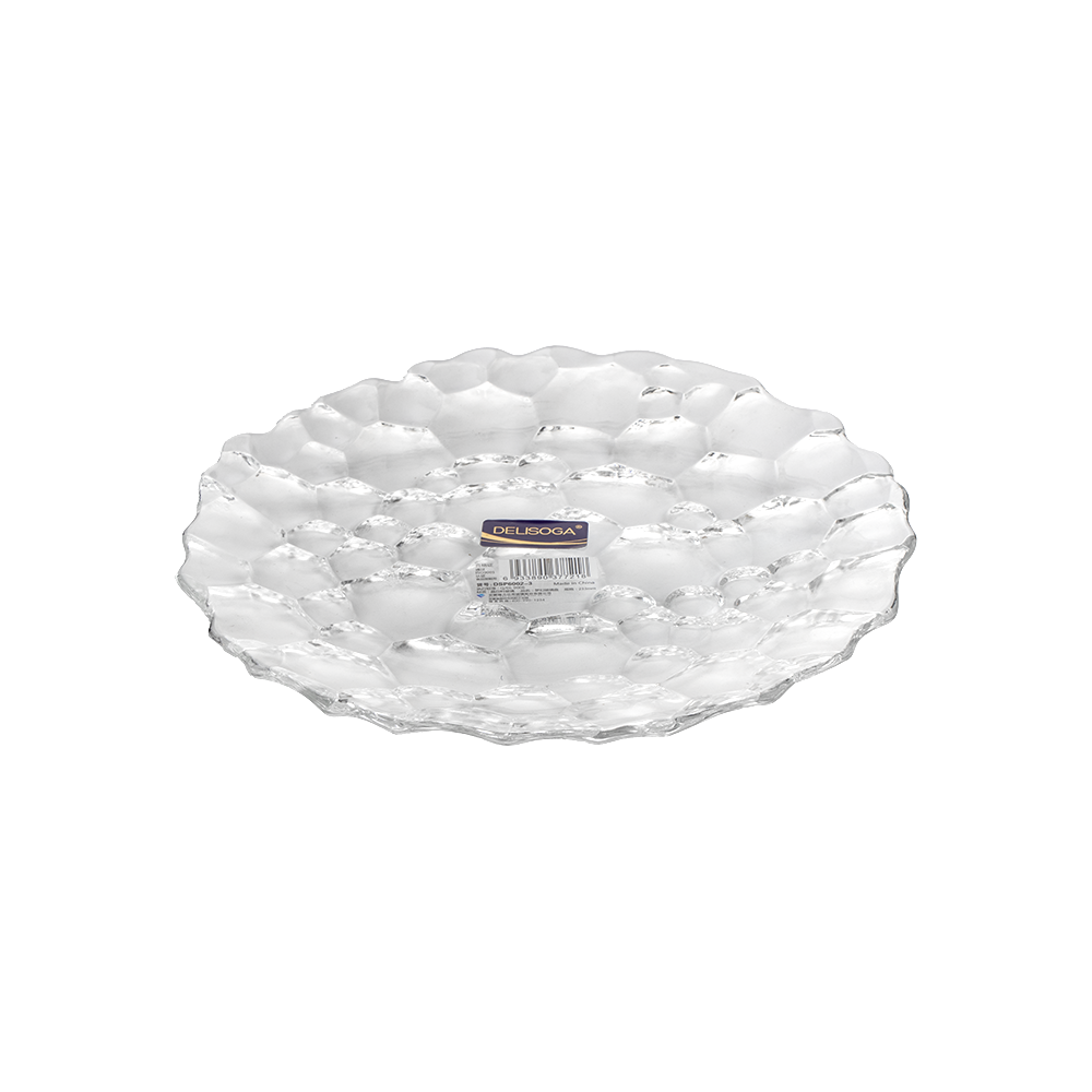 ديلسوجا صحن زجاج شفاف منقوش - 25 سم 