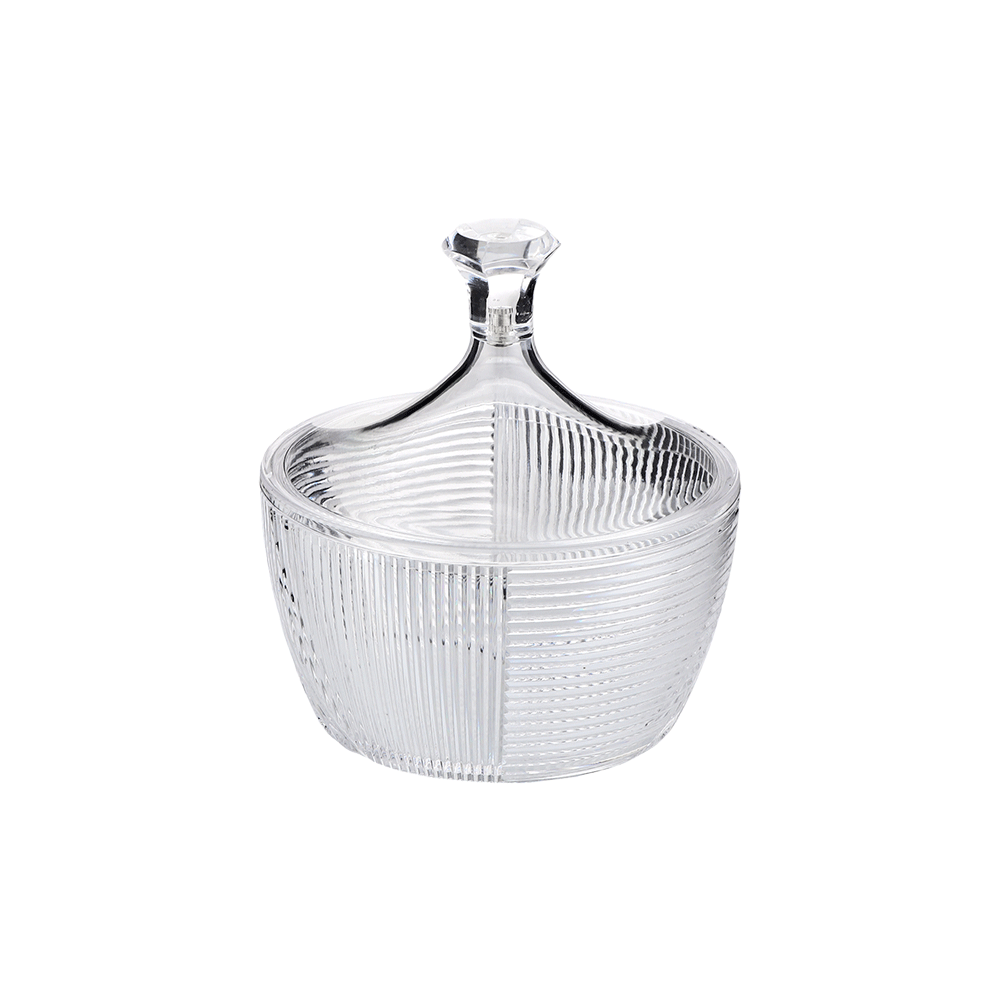 سكرية زجاجية صغيرة مع الغطاء - 17 سم  