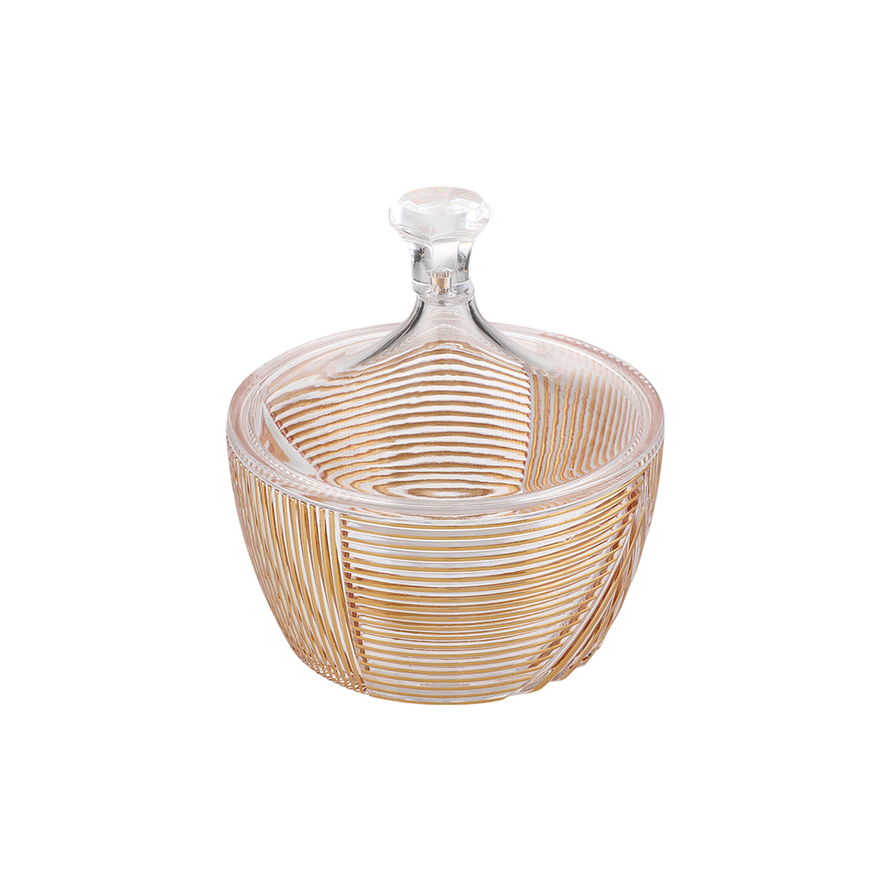 سكرية زجاجية صغيرة مع الغطاء - 17 سم  