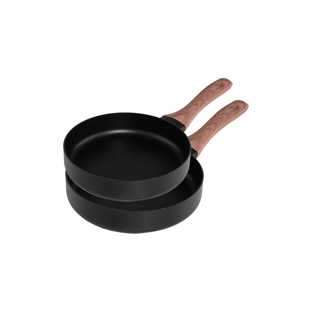 داني هوم طقم مقالي غير لاصقة بمقبض خشبي - قطعتين 