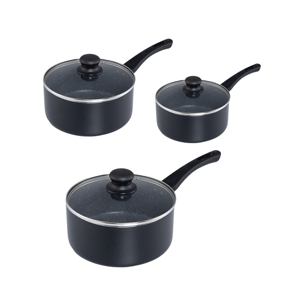 طقم قدور ستانلس استيل بغطاء زجاجي - 3 قطع