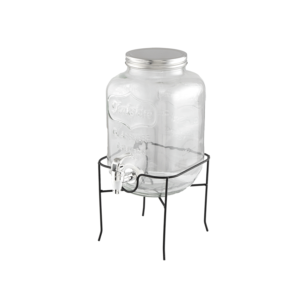 ترمس مشروبات زجاجي مع حامل معدني بسعة 4 لتر - شفاف