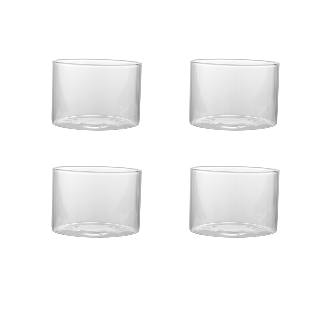 طقم أكواب زجاجية قصيرة شفاف سعة 400 مل - 4 قطع