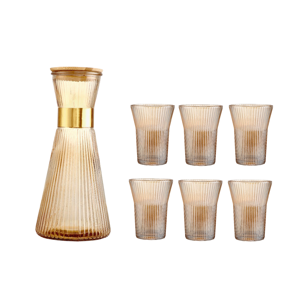 طقم جاك زجاجي فاخر مع 6 أكواب - 300 مل