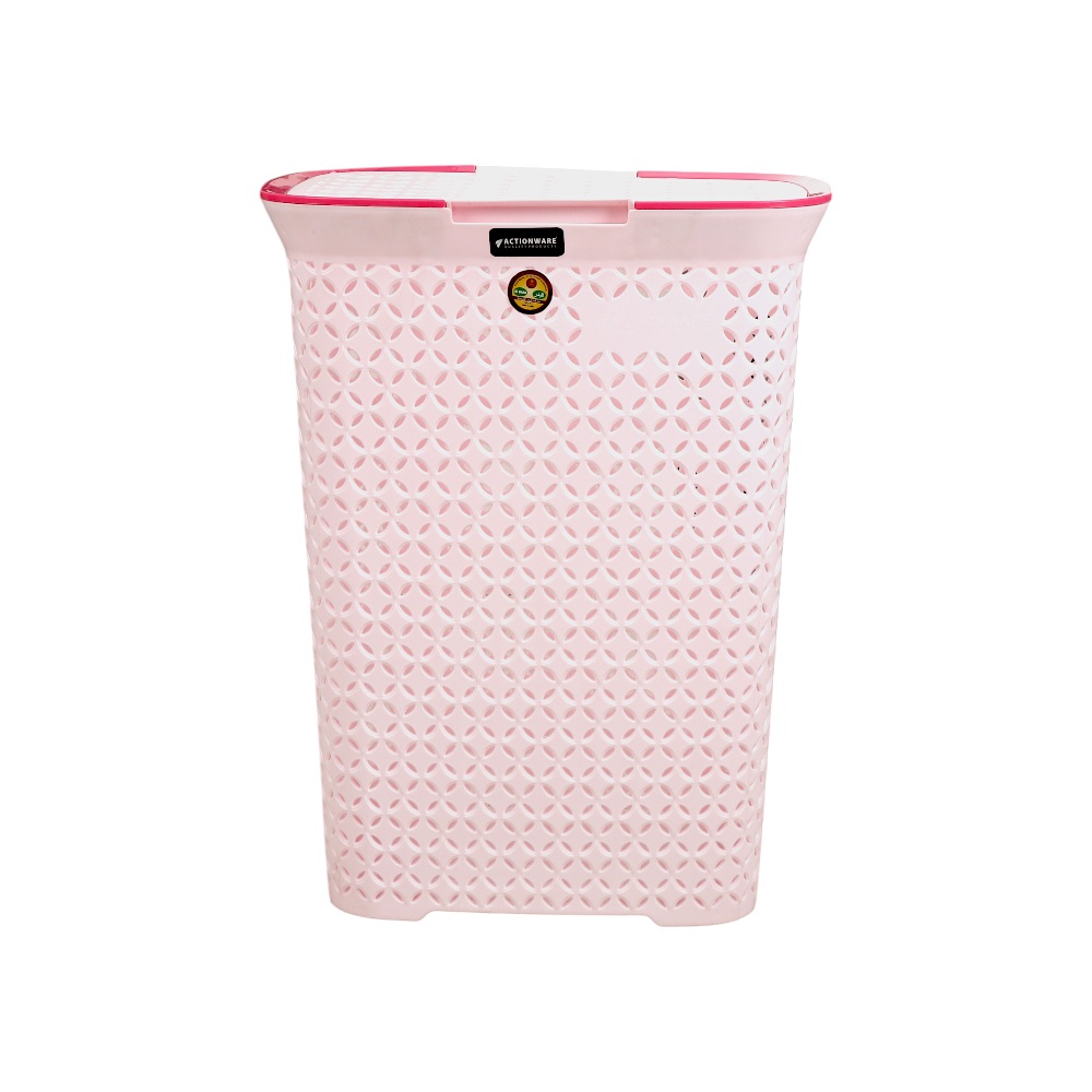 أكشن وير سلة ملابس بلاستيكية مع الغطاء سعة 60 لتر 