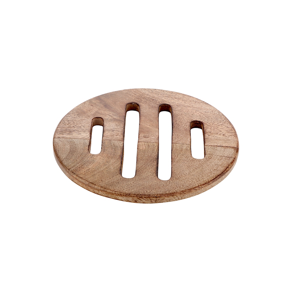 تيروير قاعدة خشبية بيضاوية للأطباق الساخنة - بني