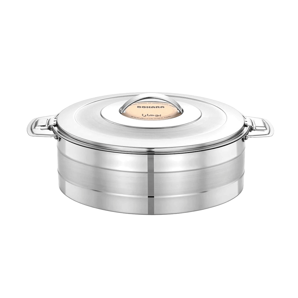 بوهارا قدر حافظ للحرارة دائري استانلس استيل بسعة 3500 مل - فضي 