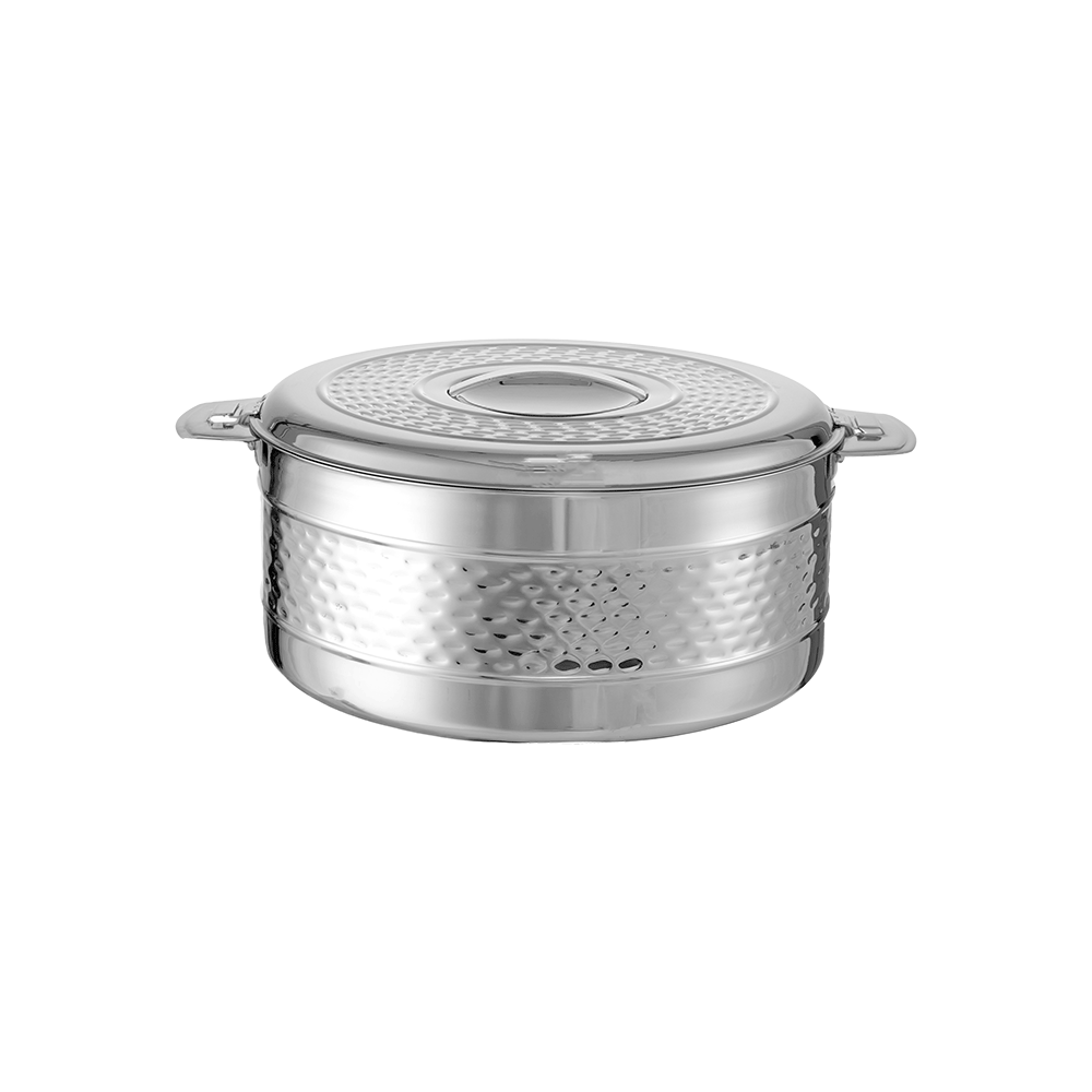 بوهارا قدر حافظ للحرارة دائري استانلس استيل بنقشة مميزة 8500 مل - فضي 