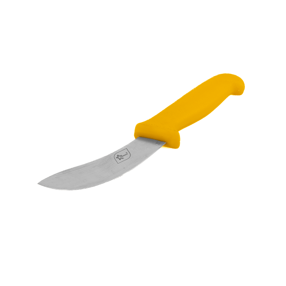 سكين تقطيع مقوس بمقبض أصفر - فضي