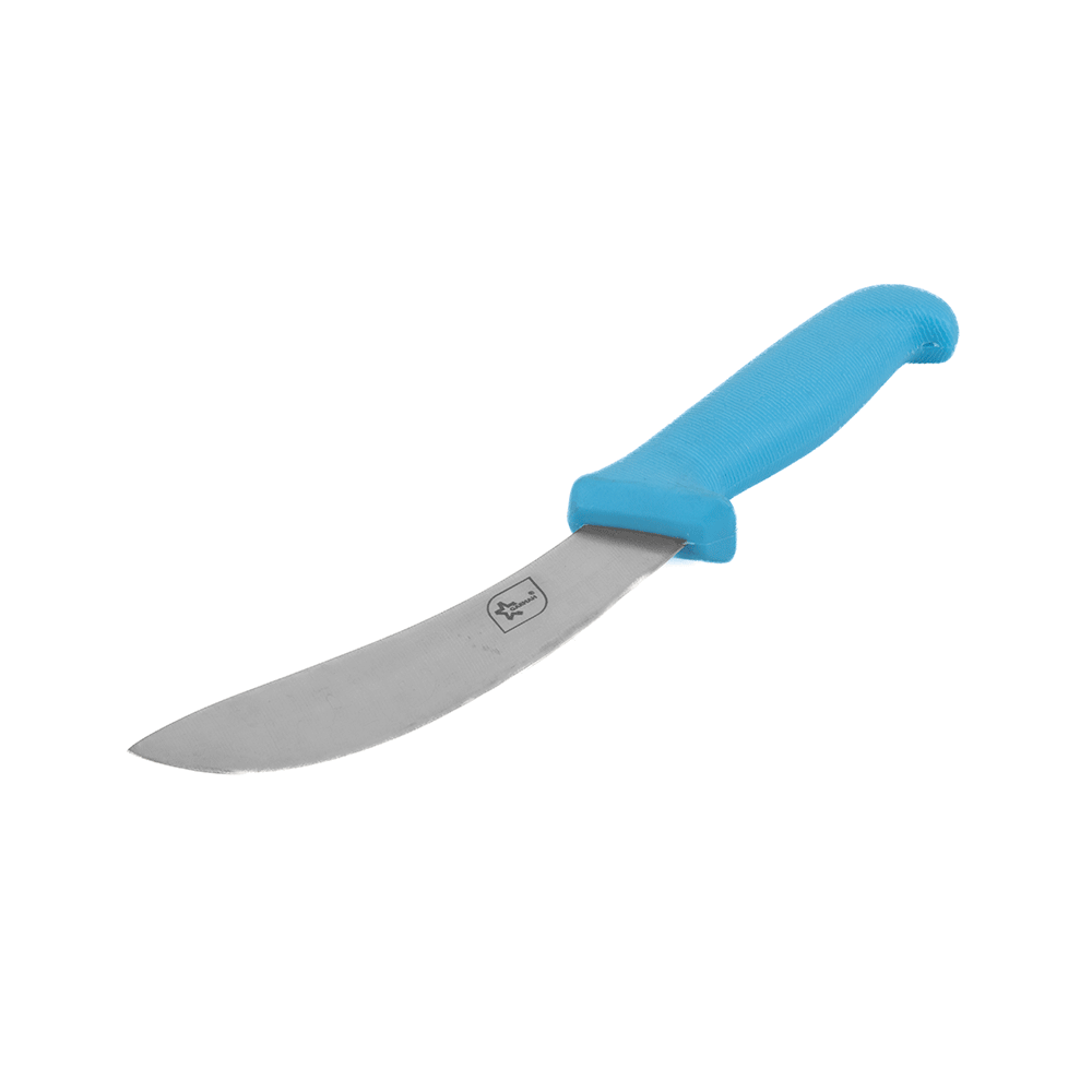 سكين تقطيع مقوس بمقبض أزرق - فضي